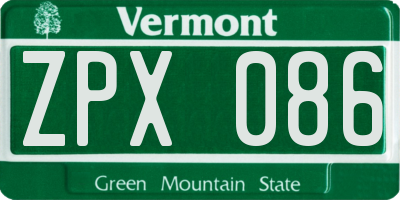 VT license plate ZPX086