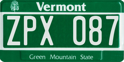 VT license plate ZPX087