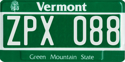 VT license plate ZPX088