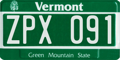 VT license plate ZPX091