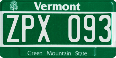VT license plate ZPX093