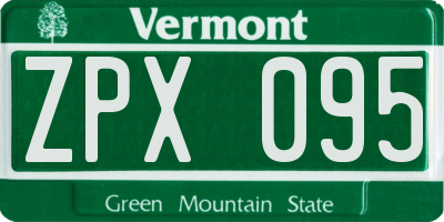 VT license plate ZPX095