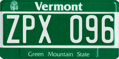 VT license plate ZPX096