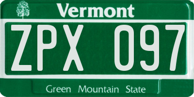 VT license plate ZPX097