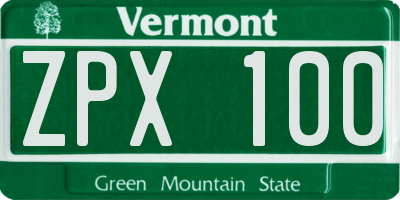 VT license plate ZPX100