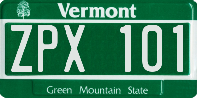 VT license plate ZPX101