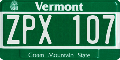 VT license plate ZPX107