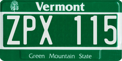 VT license plate ZPX115