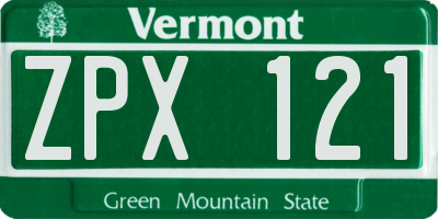 VT license plate ZPX121