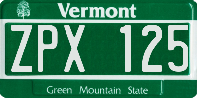 VT license plate ZPX125