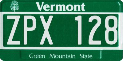 VT license plate ZPX128