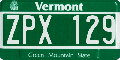 VT license plate ZPX129