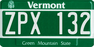VT license plate ZPX132
