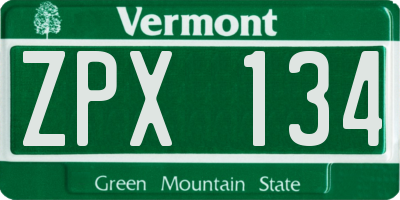 VT license plate ZPX134