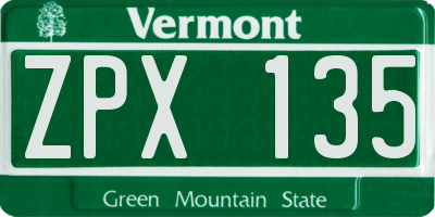 VT license plate ZPX135