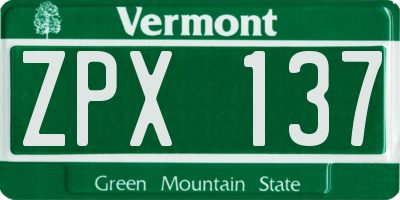 VT license plate ZPX137