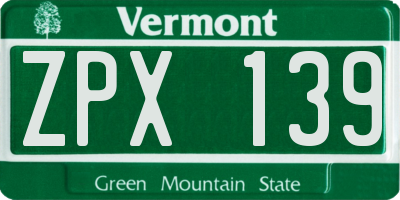 VT license plate ZPX139