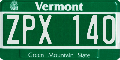 VT license plate ZPX140