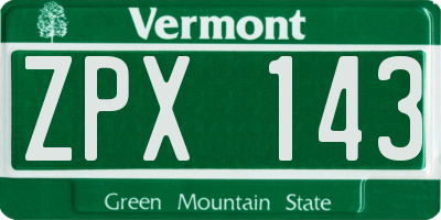 VT license plate ZPX143