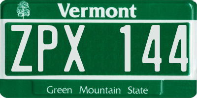VT license plate ZPX144
