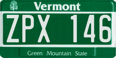VT license plate ZPX146