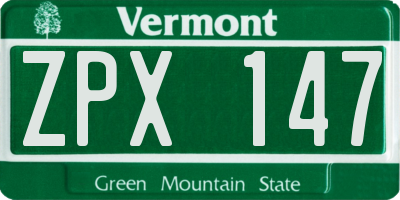 VT license plate ZPX147
