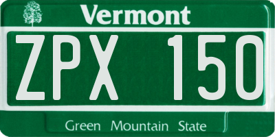 VT license plate ZPX150
