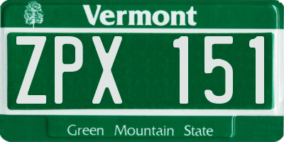 VT license plate ZPX151