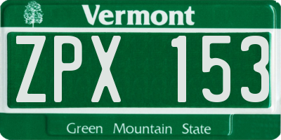 VT license plate ZPX153