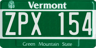 VT license plate ZPX154