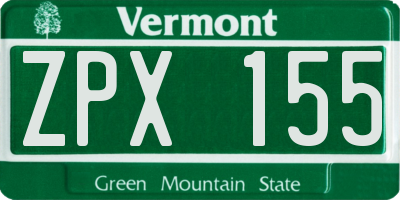 VT license plate ZPX155