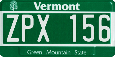 VT license plate ZPX156