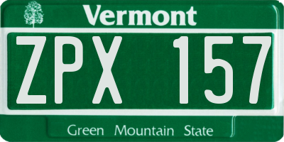 VT license plate ZPX157