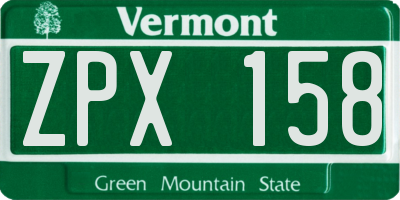 VT license plate ZPX158