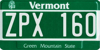 VT license plate ZPX160