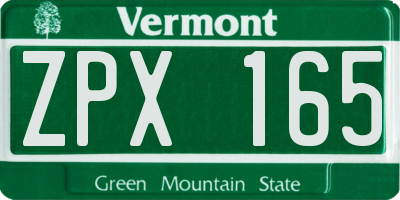 VT license plate ZPX165