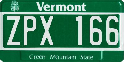 VT license plate ZPX166