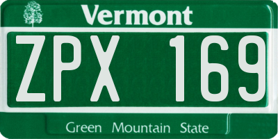 VT license plate ZPX169