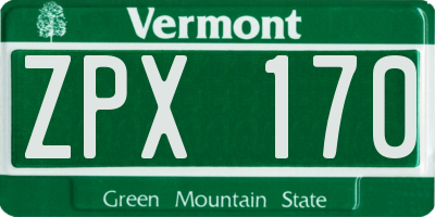 VT license plate ZPX170
