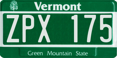 VT license plate ZPX175
