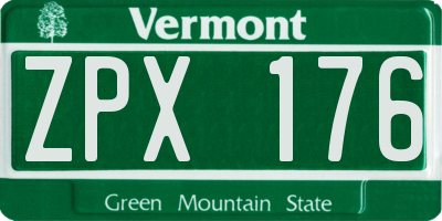 VT license plate ZPX176