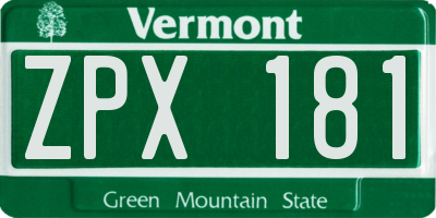 VT license plate ZPX181