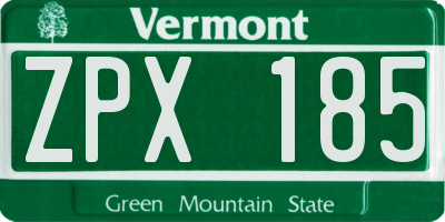 VT license plate ZPX185