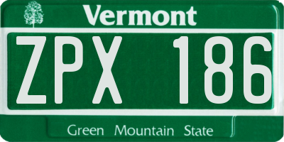VT license plate ZPX186