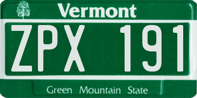 VT license plate ZPX191