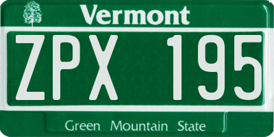 VT license plate ZPX195