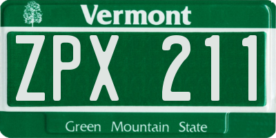 VT license plate ZPX211