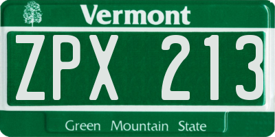 VT license plate ZPX213
