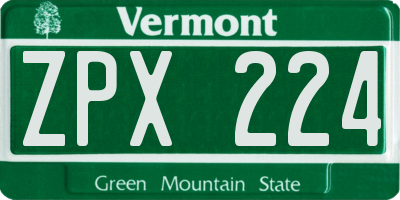 VT license plate ZPX224