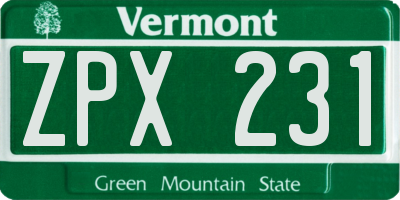 VT license plate ZPX231